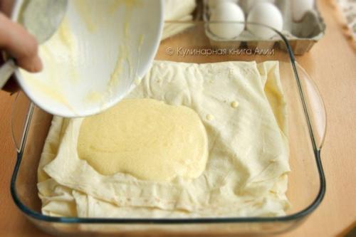 Пирог с сыром и фаршем. 08