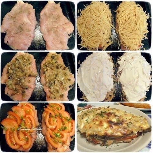 Сочное куриное Филе, запеченное с грибами, помидорами и сыром. Сочное куриное Филе, запеченное с грибами, помидорами и сыром.