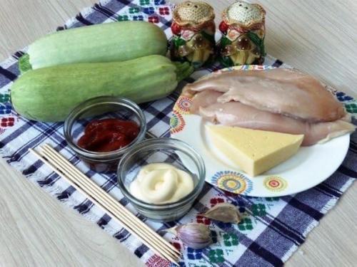 Кабачковые рулетики.  Ингредиенты: 01