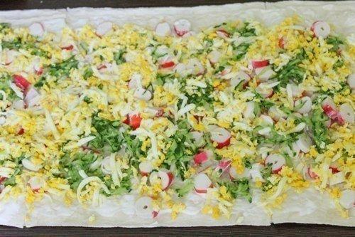 Рулет из лаваша с крабовыми палочками. 06 Рулет из лаваша с крабовыми палочками. 06