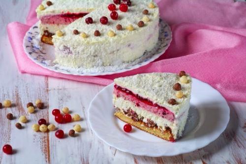 Клюквенно - кокосовый торт ингредиенты: для бисквита яйца куриные - 2 шт. 01