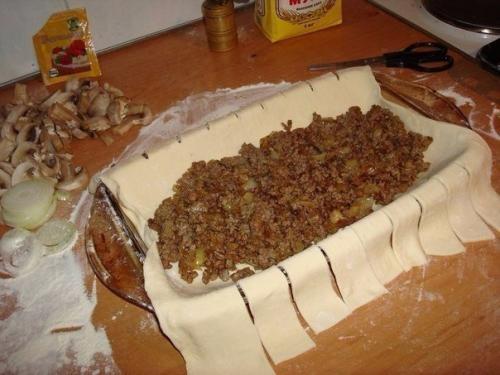 Быстрый мясной пирог с грибами. 01 Быстрый мясной пирог с грибами. 01