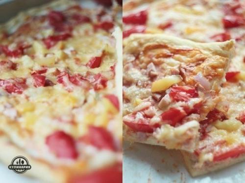 Пицца с перцем и ветчиной.