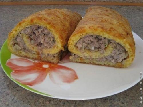 Сырный рулет с мясом. 06