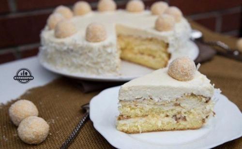 Торт Рафаэлло.  Приготовление: