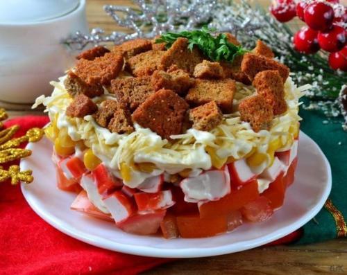 Cалат Коррида с крабовыми палочками.