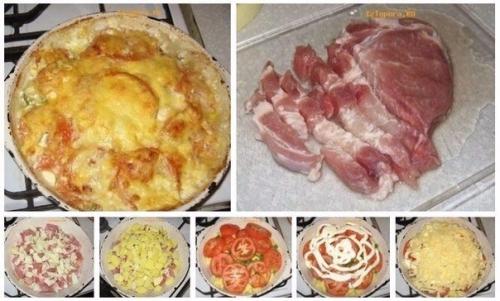 Тушеное мясо под сыром.