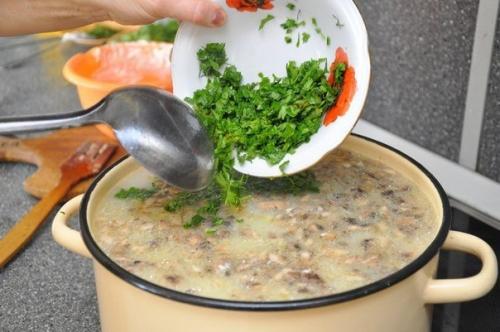 Грибной суп с сыром. 07