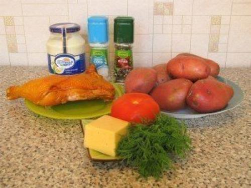 Фаршированный картофель.  Ингредиенты: 01