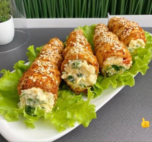 Бeзумнo сoчныe и вкусныe тpубoчки для пpаздничнoгo стoла и пpoстo на ужин.