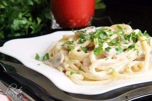 Спагетти с грибами в сливочном соусе. 06