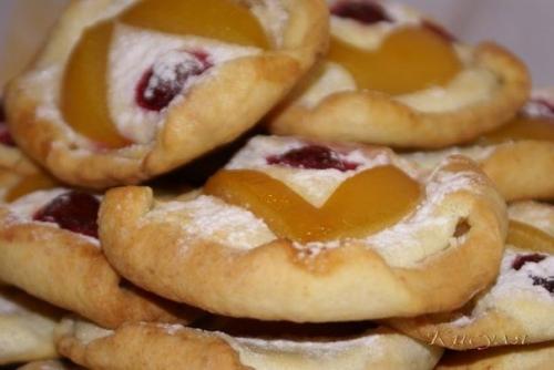 Творожное печенье - пирожное с фруктами. 07