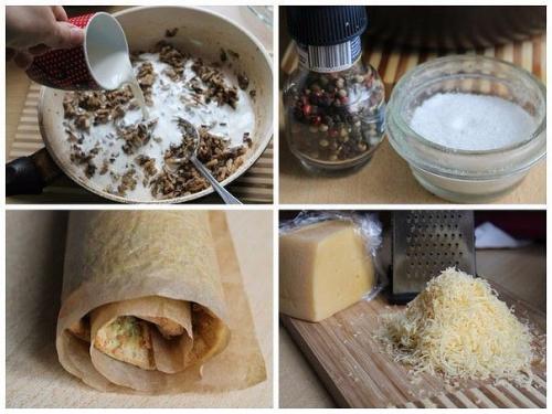 Кабачковый рулет с грибами. 04