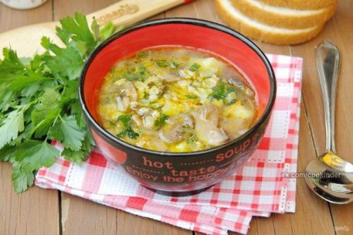 Овсяный суп с грибами.