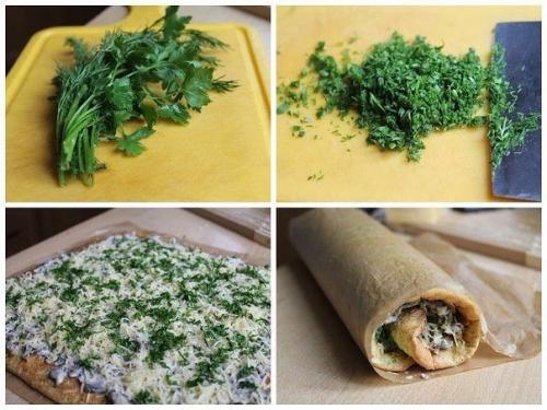 Кабачковый рулет с грибами. 05
