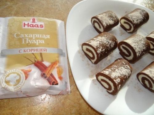 Шоколадные пирожные - рулетики. 07