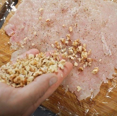 Паровой куриный рулет с мандаринами и черносливом. 03 Паровой куриный рулет с мандаринами и черносливом. 03