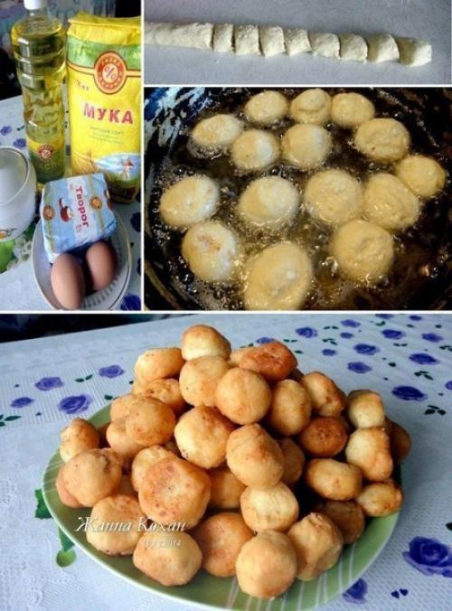 Творожные пончики на скорую руку.