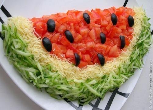 Салат Арбуз.   Для приготовления салата понадобятся следующие ингредиенты *: