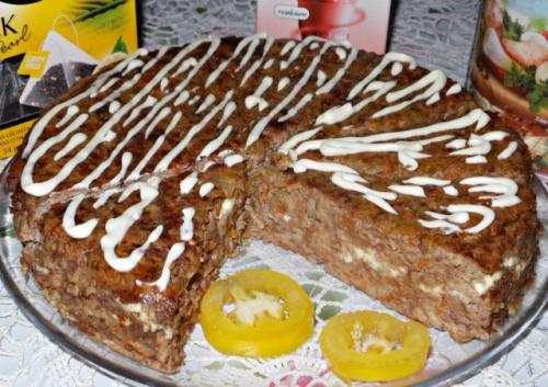 Запеканка из куриной печени с рисом, луком и морковью. 02 Запеканка из куриной печени с рисом, луком и морковью. 02