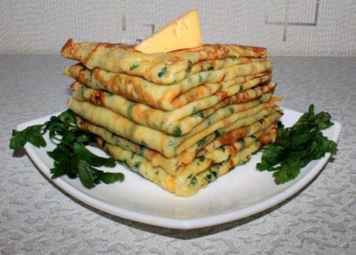 Сырные блины с зеленью?
