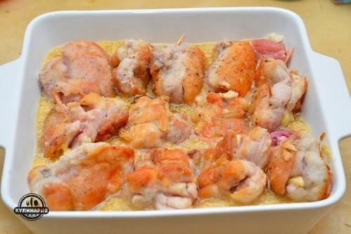 Голень цыплят с сыром и ананасами. 06