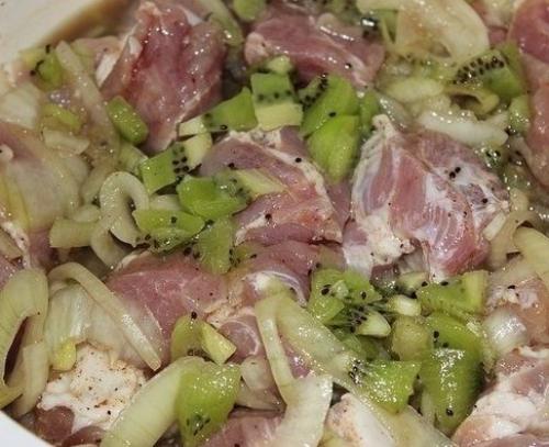 Шашлык в маринаде из лука и киви?
