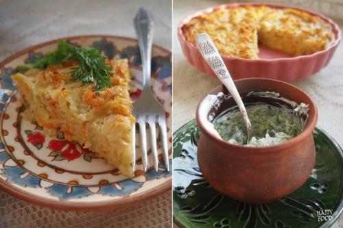 Картофельная запеканка с травами, сыром и морковью.