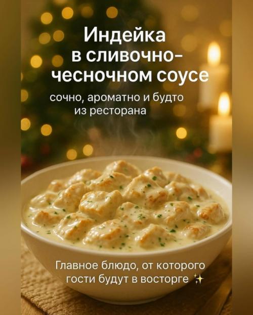 Индейка в сливочно - чесночном соусе - сочно, ароматно и будто из ресторана.
