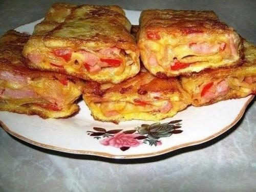 Лаваш с ветчиной и сыром.

