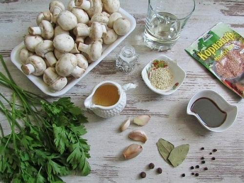 Шампиньоны по-корейски.  Ингредиенты: 01