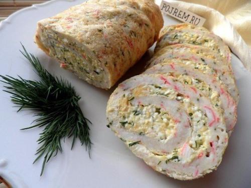 Рулет из крабовых палочек в лаваше.