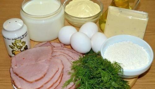 Блинные рулетики с начинкой из ветчины и сыра. 01