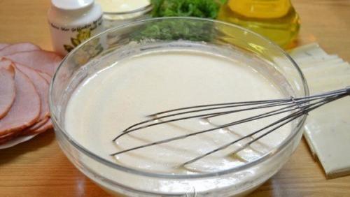 Блинные рулетики с начинкой из ветчины и сыра. 03