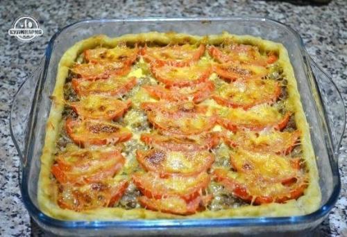 Открытый мясной пирог из картофельного теста. 08