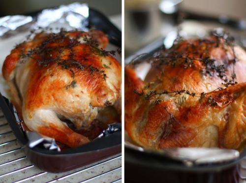 Курица с инъекциями белого вина и сливок.