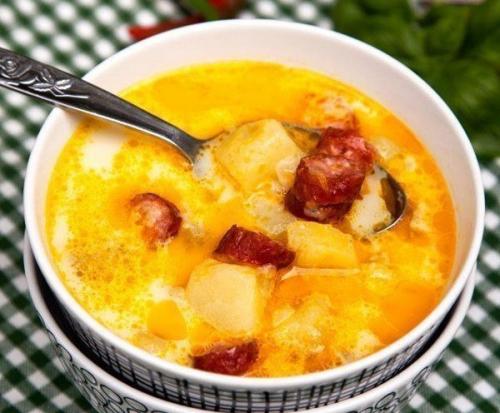 Суп с копчеными колбасками. 05