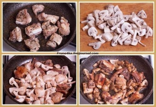 Перловая каша с мясом, грибами и овощами.