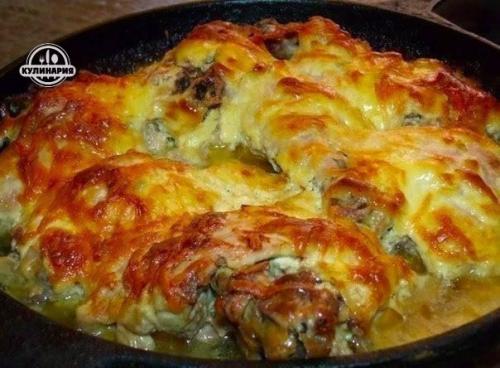 Курочка с чесноком и сыром.