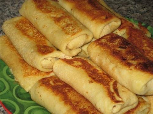 Блинчики с мясом.