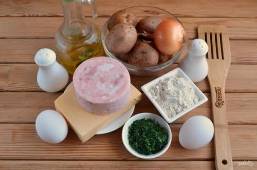 Дранички с ветчиной, сыром и зеленью. 01