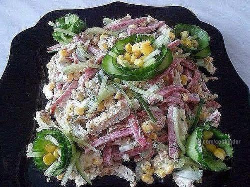 Салаты с колбасой. 04