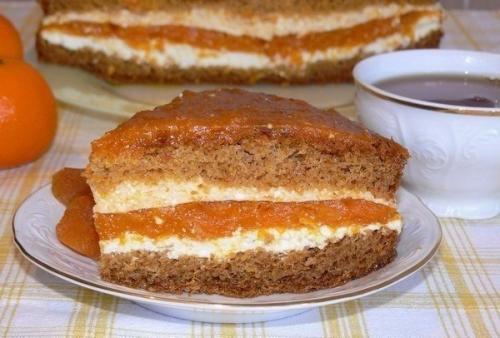 Торт с курагой и творогом. 


