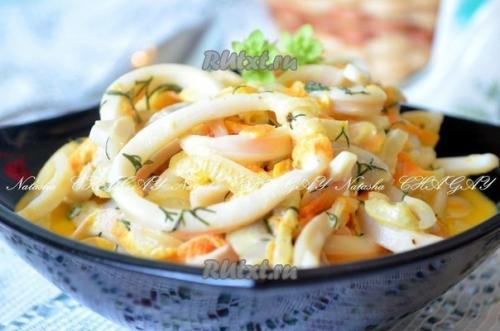 Рецепт кальмаров в сметанном соусе. 07