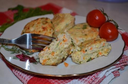 Котлеты из куриного фарша и кабачков. 

