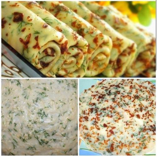 Сырные блины с зеленью.