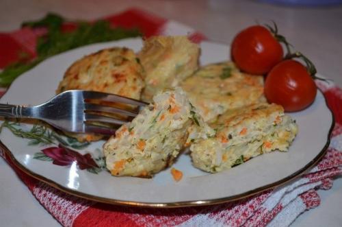 Котлеты из куриного фарша и кабачков.