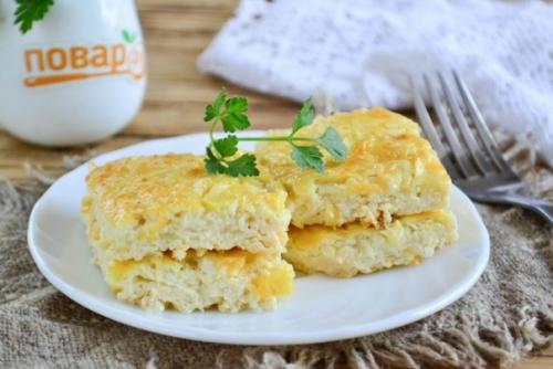 Запеканка из кабачков с плавленным сыром.