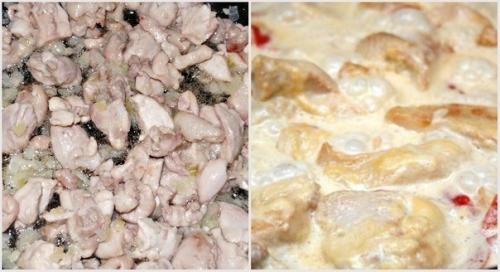 Куриная грудка в сметанно - чесночном соусе.