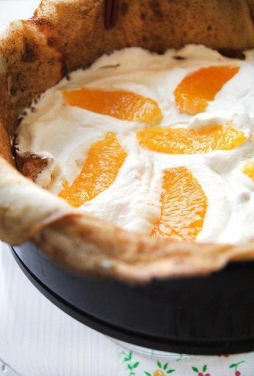 Блинный торт с апeльсином и взбитыми сливками. 04